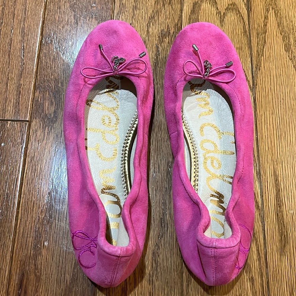 Sam Edelman Felicia Classic Ballet Flat, Size 8, Pink Suede, EUC